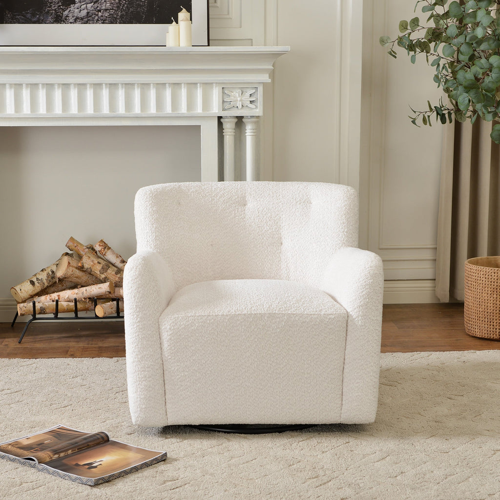 Vestie Chenille Swivel Barrel Chair