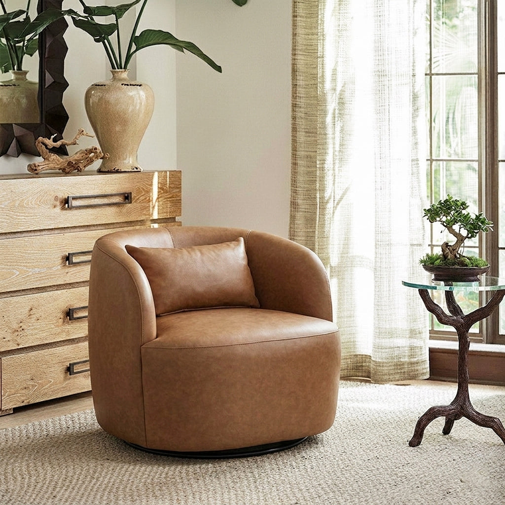 Ashlie Faux Leather Swivel Chair