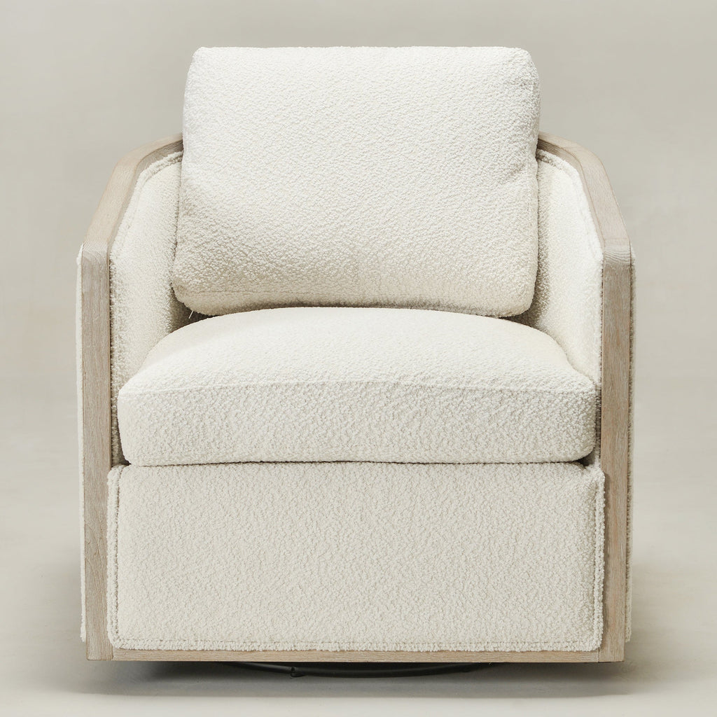 Claude Bouclé Swivel Barrel Chair