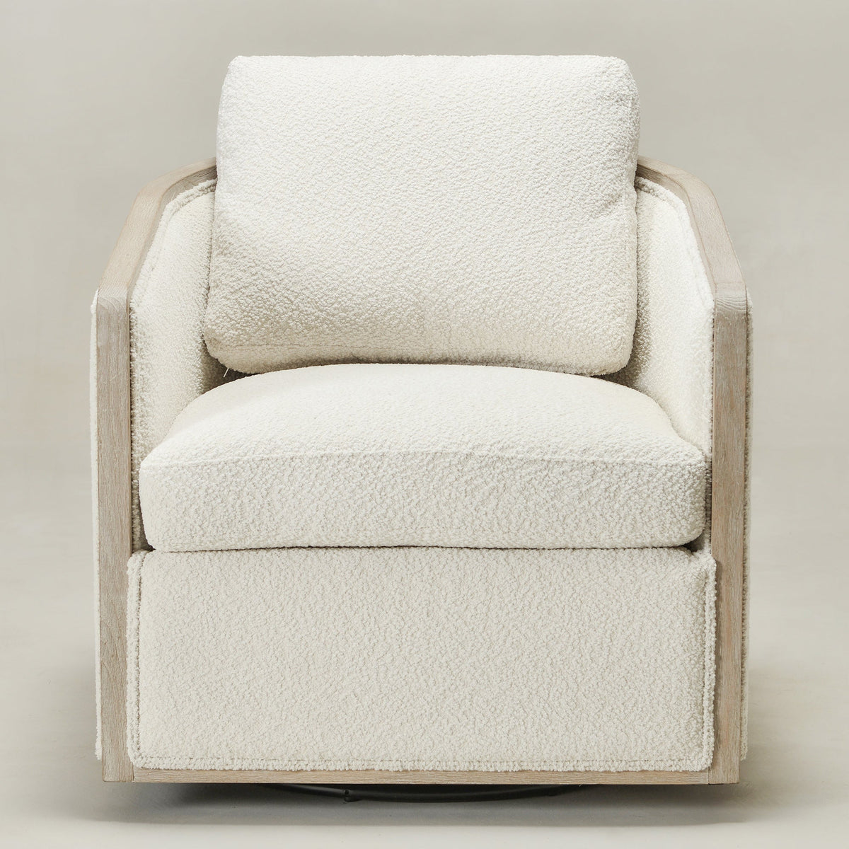 Claude Bouclé Swivel Barrel Chair