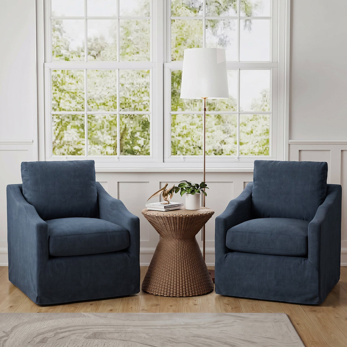 Charles Slipcover Swivel Barrel Chair