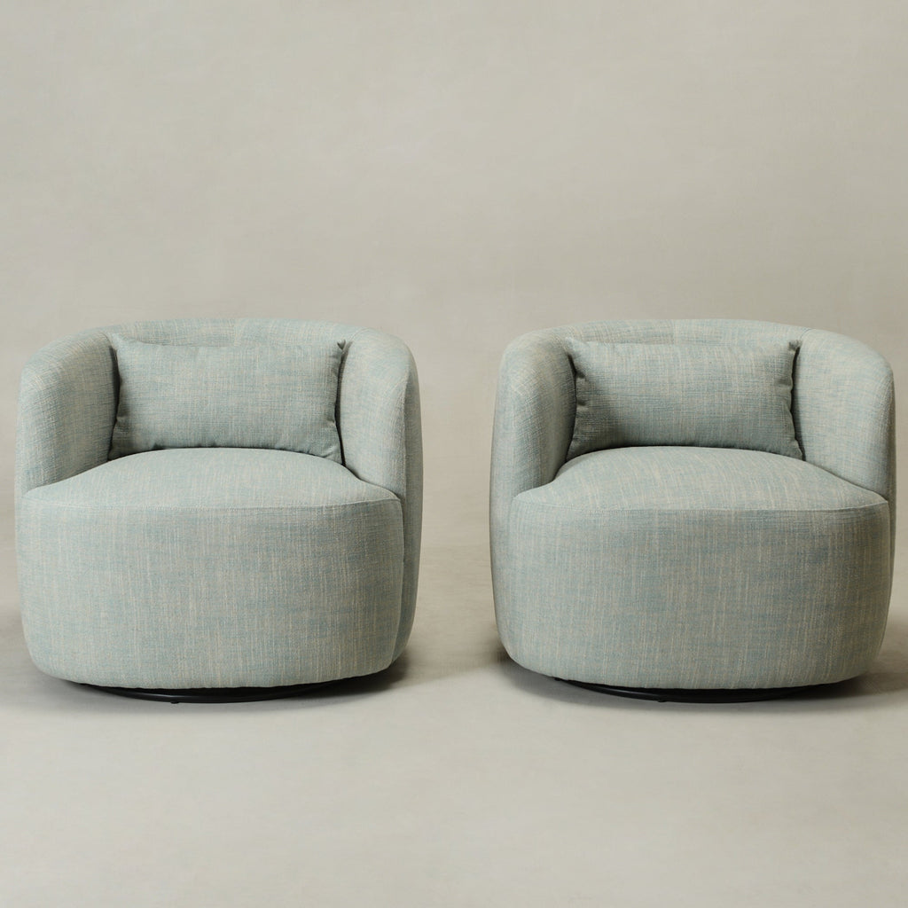 Ashlie Linen Swivel Barrel Chair
