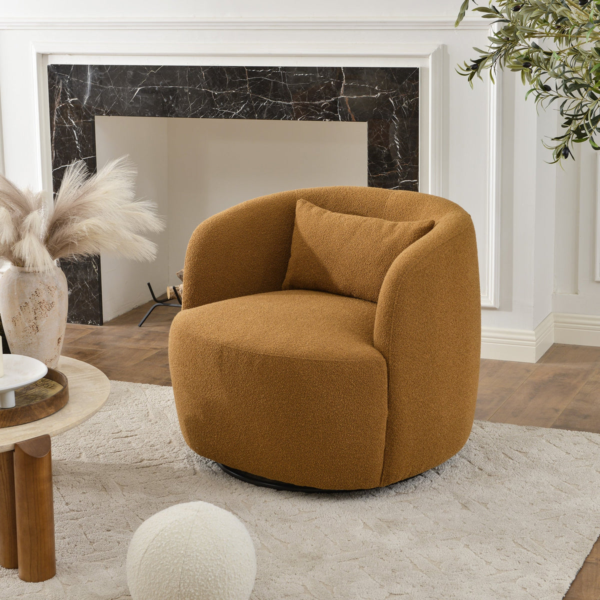 Ashlie Bouclé Swivel Barrel Chair