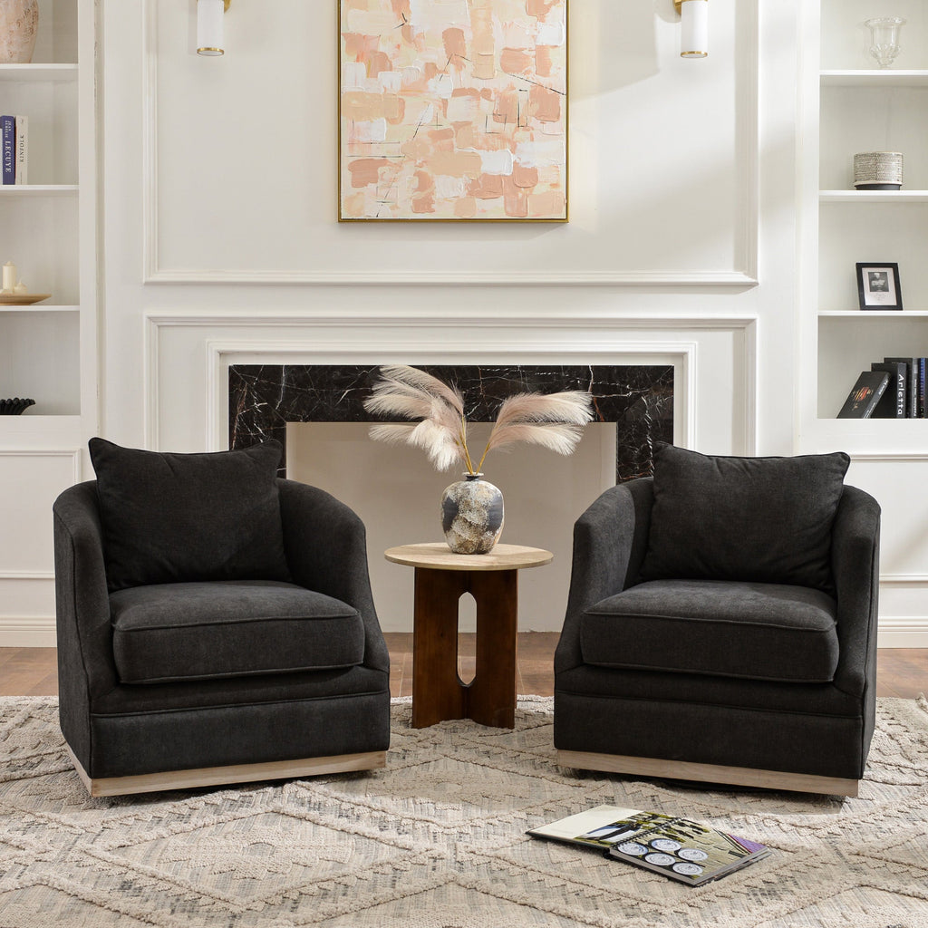 Minerva Linen Swivel Barrel Chair