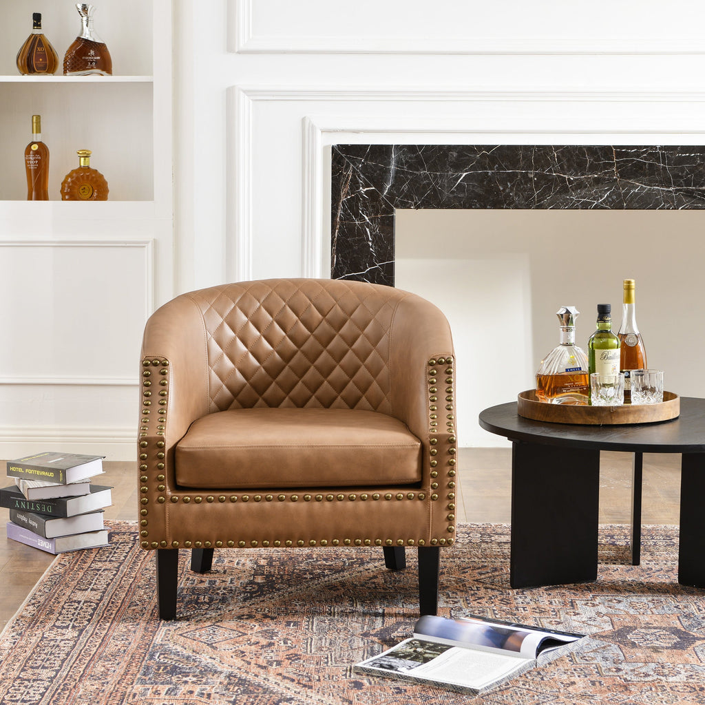 Louis Faux Leather Tufted Club Chair