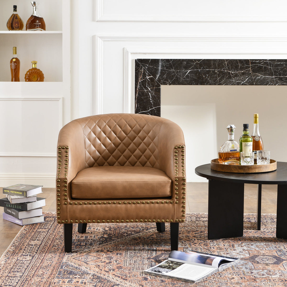 Louis Faux Leather Tufted Club Chair