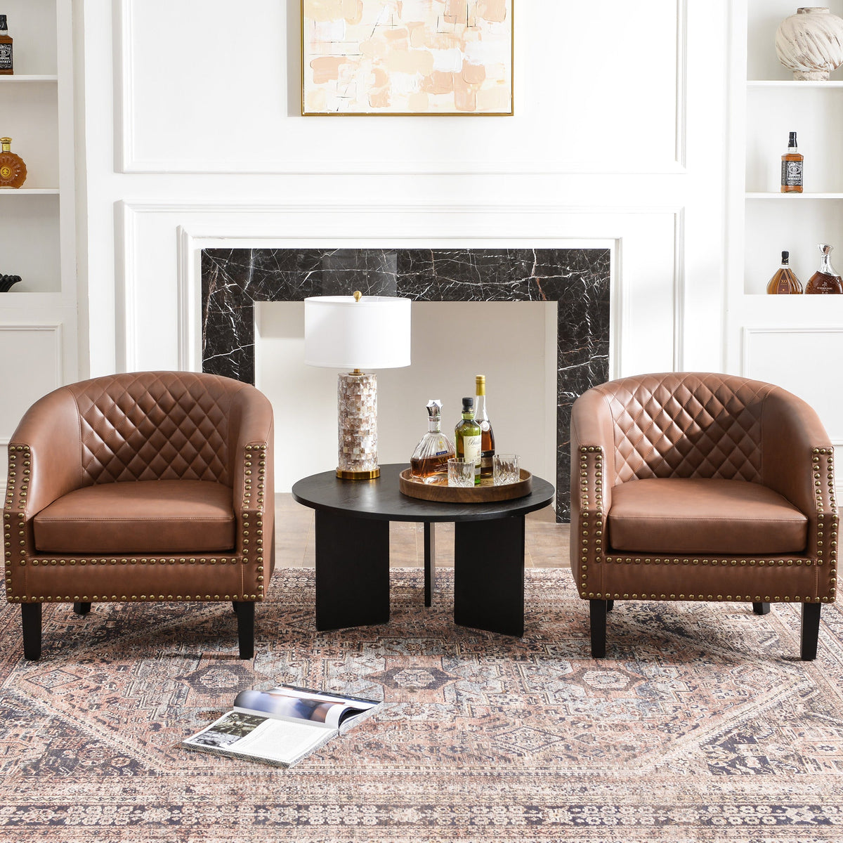 Louis Faux Leather Tufted Club Chair