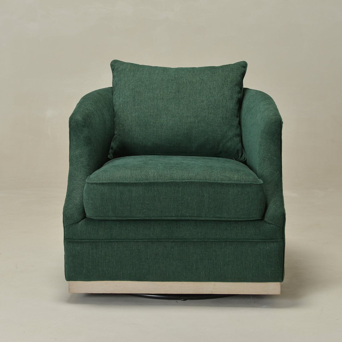 Minerva Linen Swivel Barrel Chair