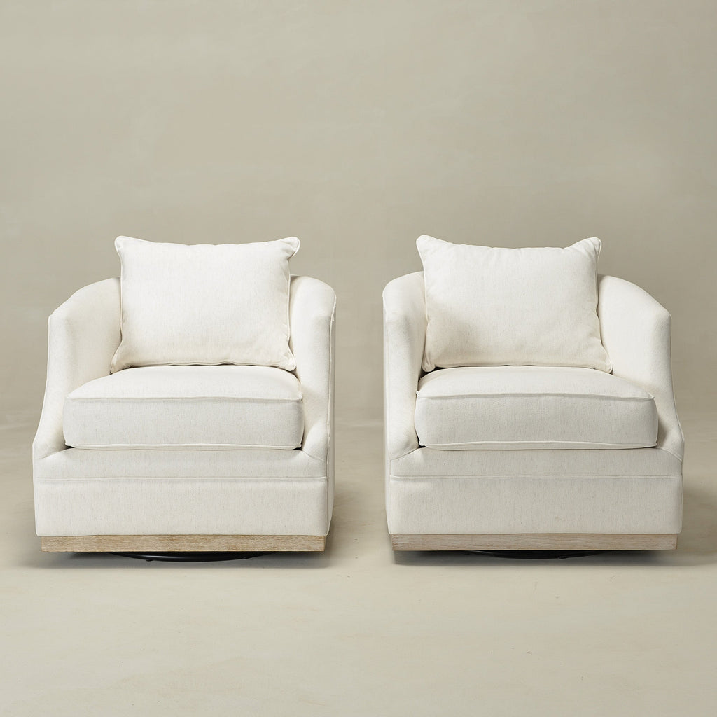 Minerva Linen Swivel Barrel Chair