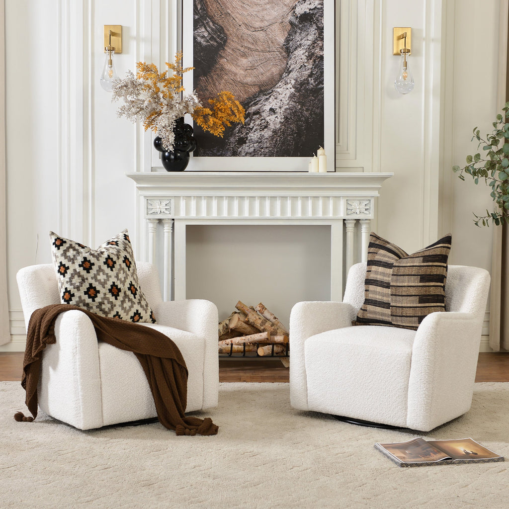 Vestie Chenille Swivel Barrel Chair