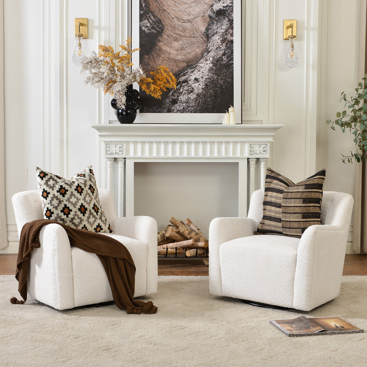 Vestie Chenille Swivel Barrel Chair