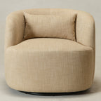 Ashlie Linen Swivel Barrel Chair