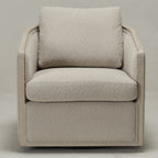 Claude Bouclé Swivel Barrel Chair