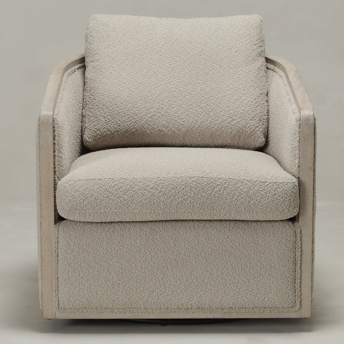 Claude Bouclé Swivel Barrel Chair