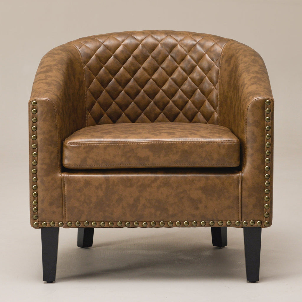 Logan Faux Leather Tufted Club Chair