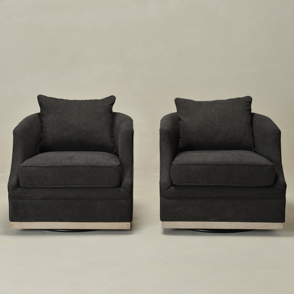 Minerva Linen Swivel Barrel Chair