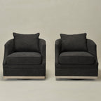 Minerva Linen Swivel Barrel Chair