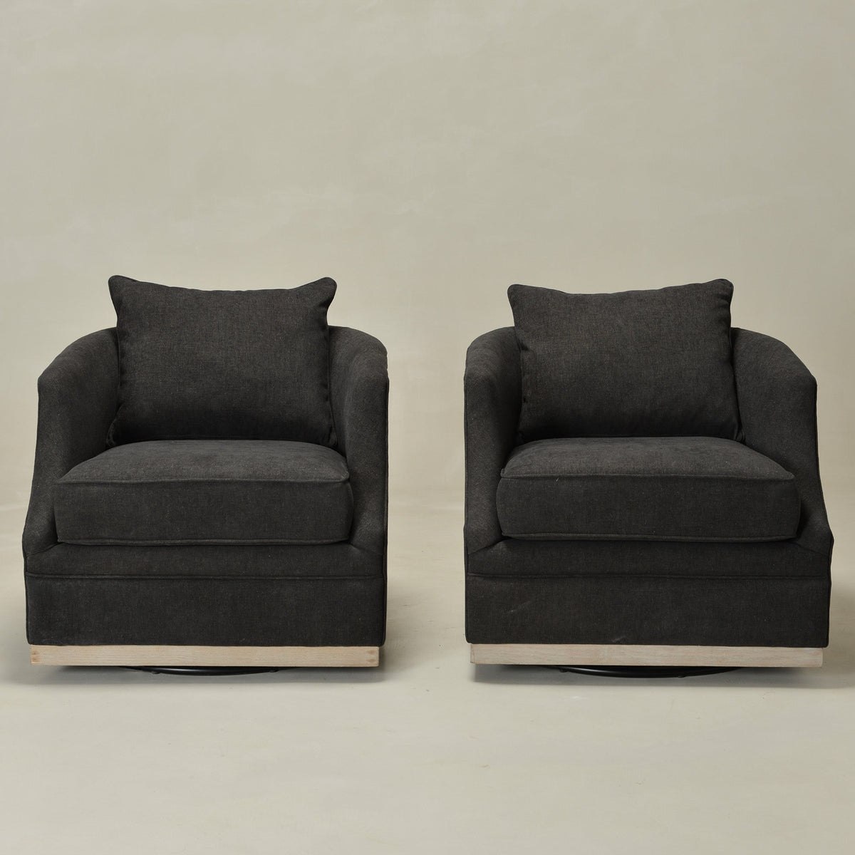 Minerva Linen Swivel Barrel Chair