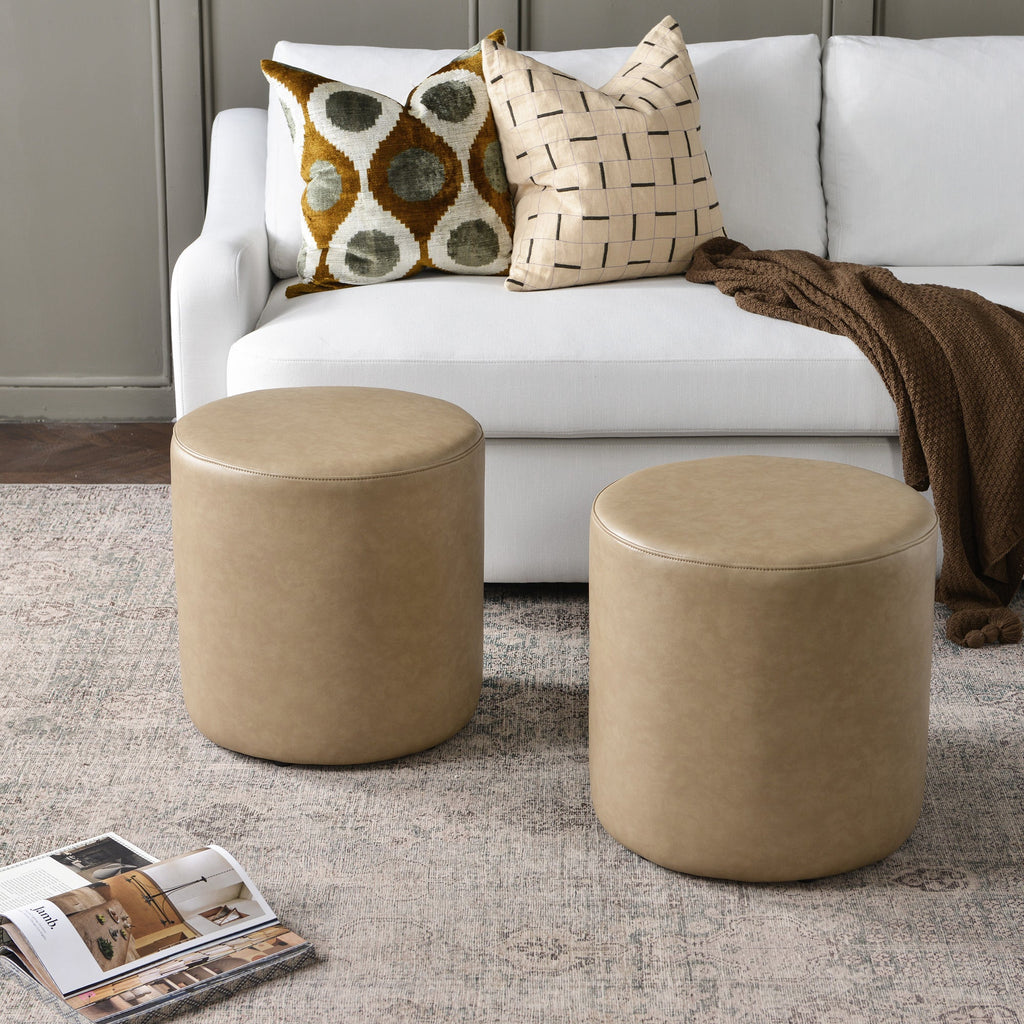 Elof Faux Leather Ottoman
