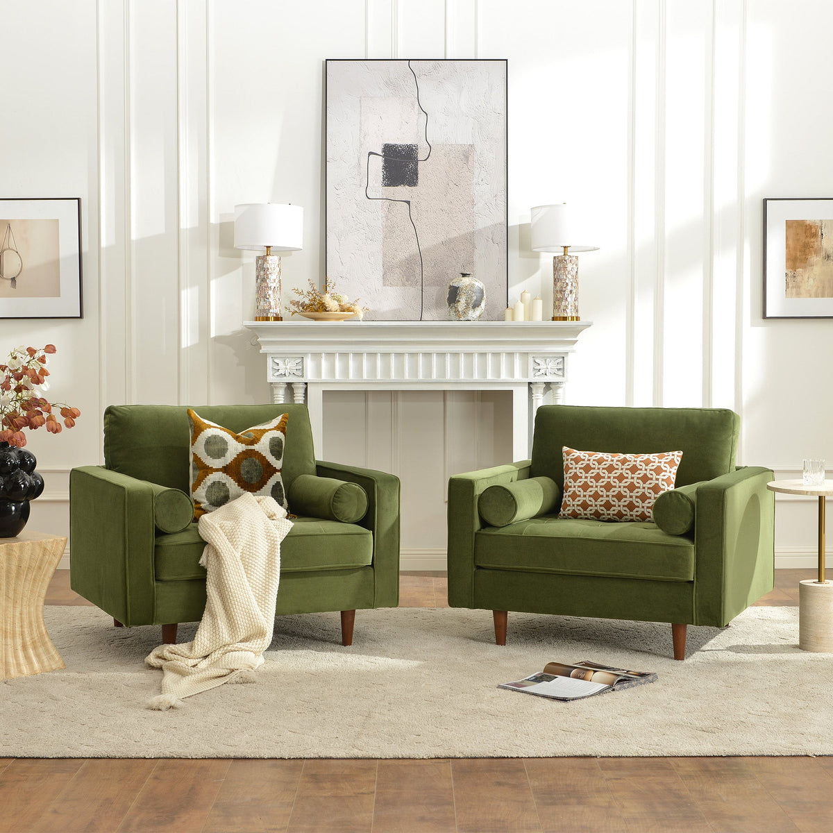 Tiziano Tufted Armchair with Accent Pillows