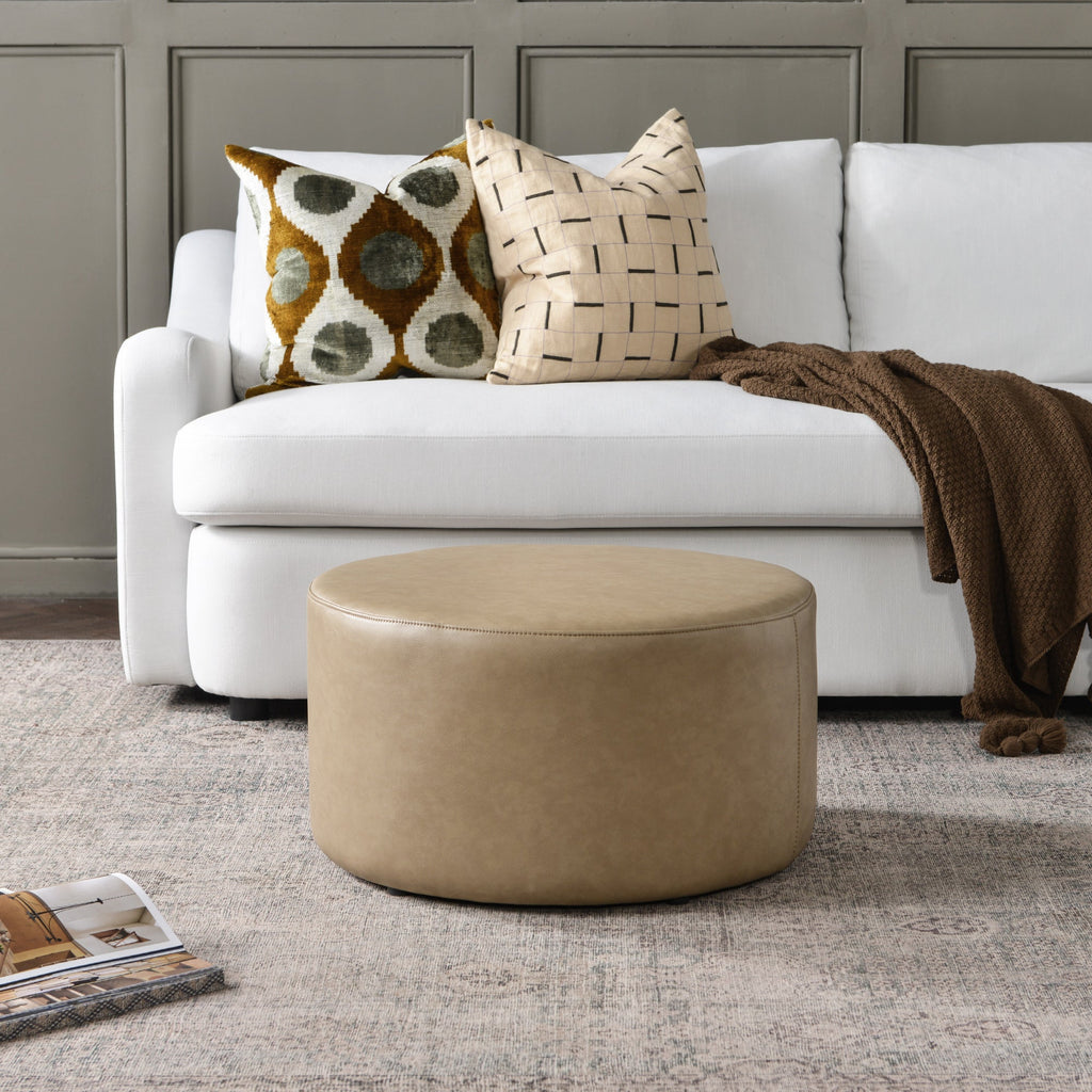 Elof Faux Leather Ottoman