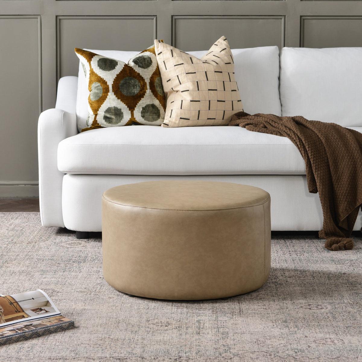 Elof Faux Leather Ottoman