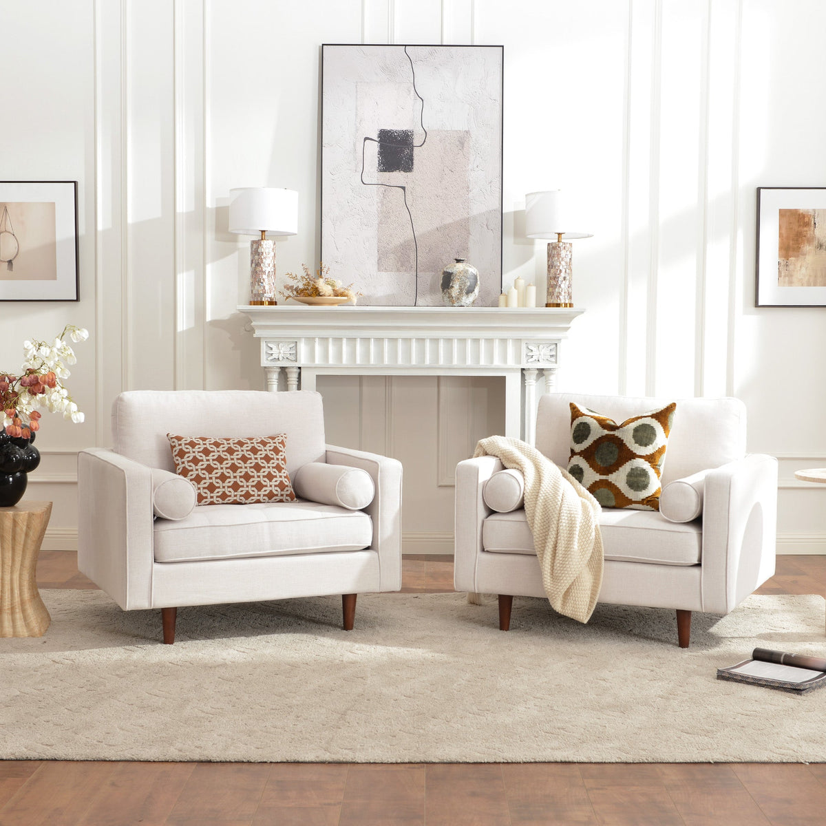 Tiziano Tufted Armchair with Accent Pillows