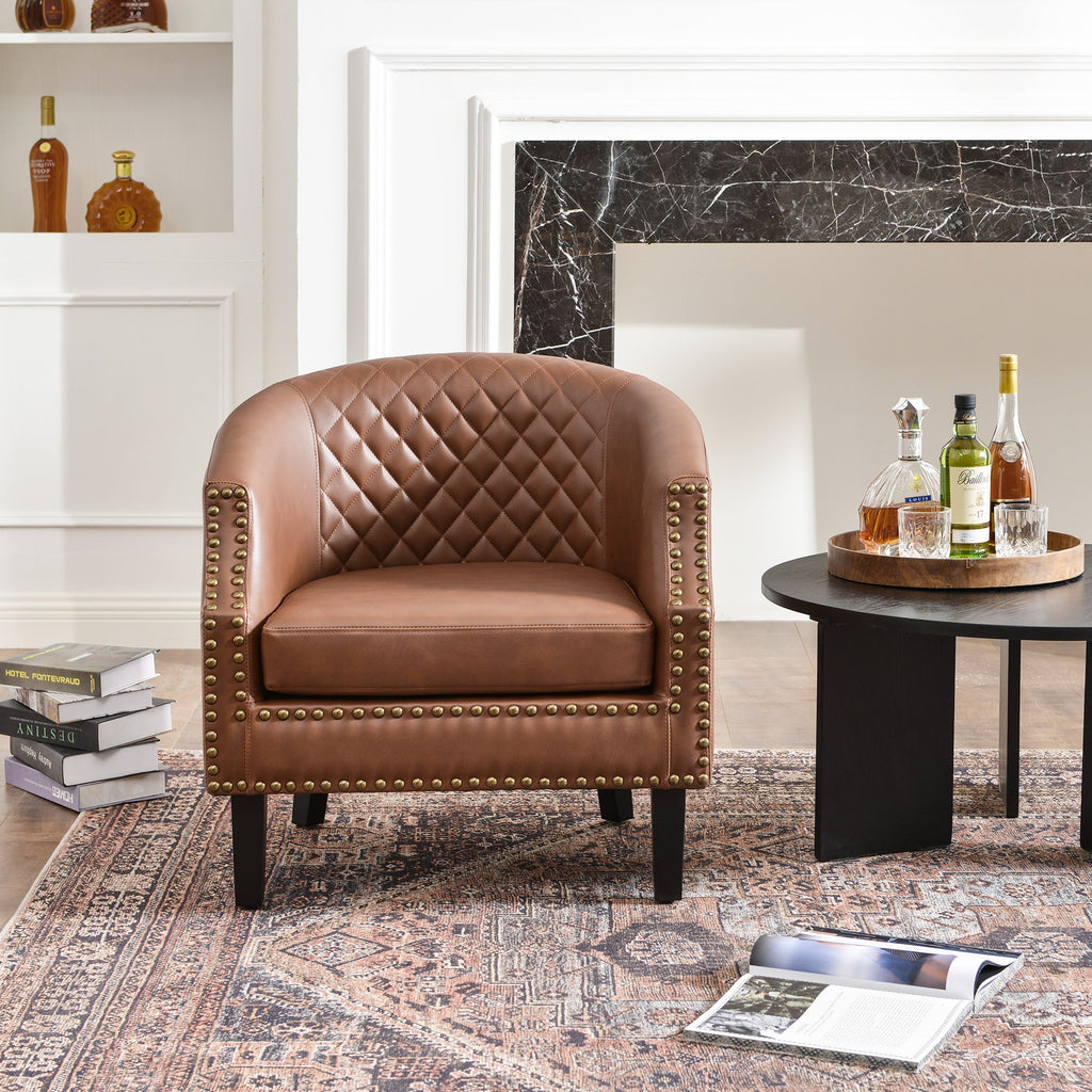 Louis Faux Leather Tufted Club Chair