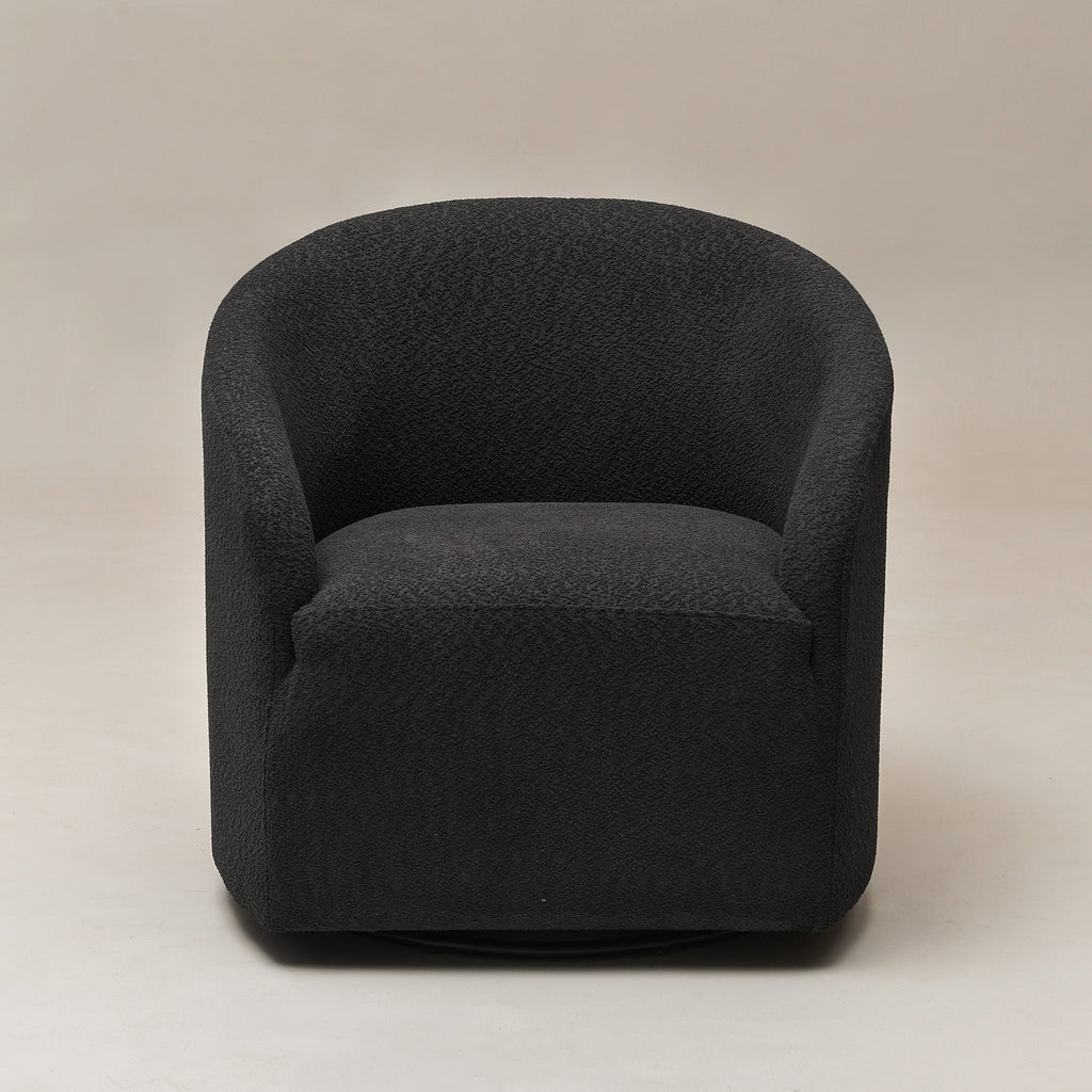 Susie Bouclé Swivel Barrel Chair