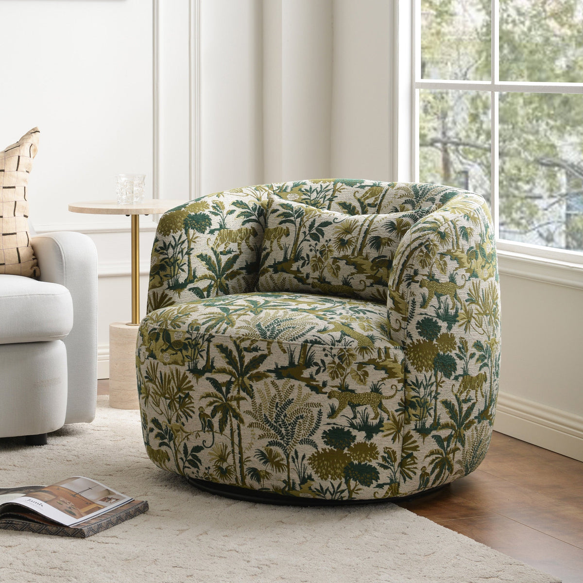 Teratect Exclusive | Ashlie Embroidered Fabric Swivel Chair
