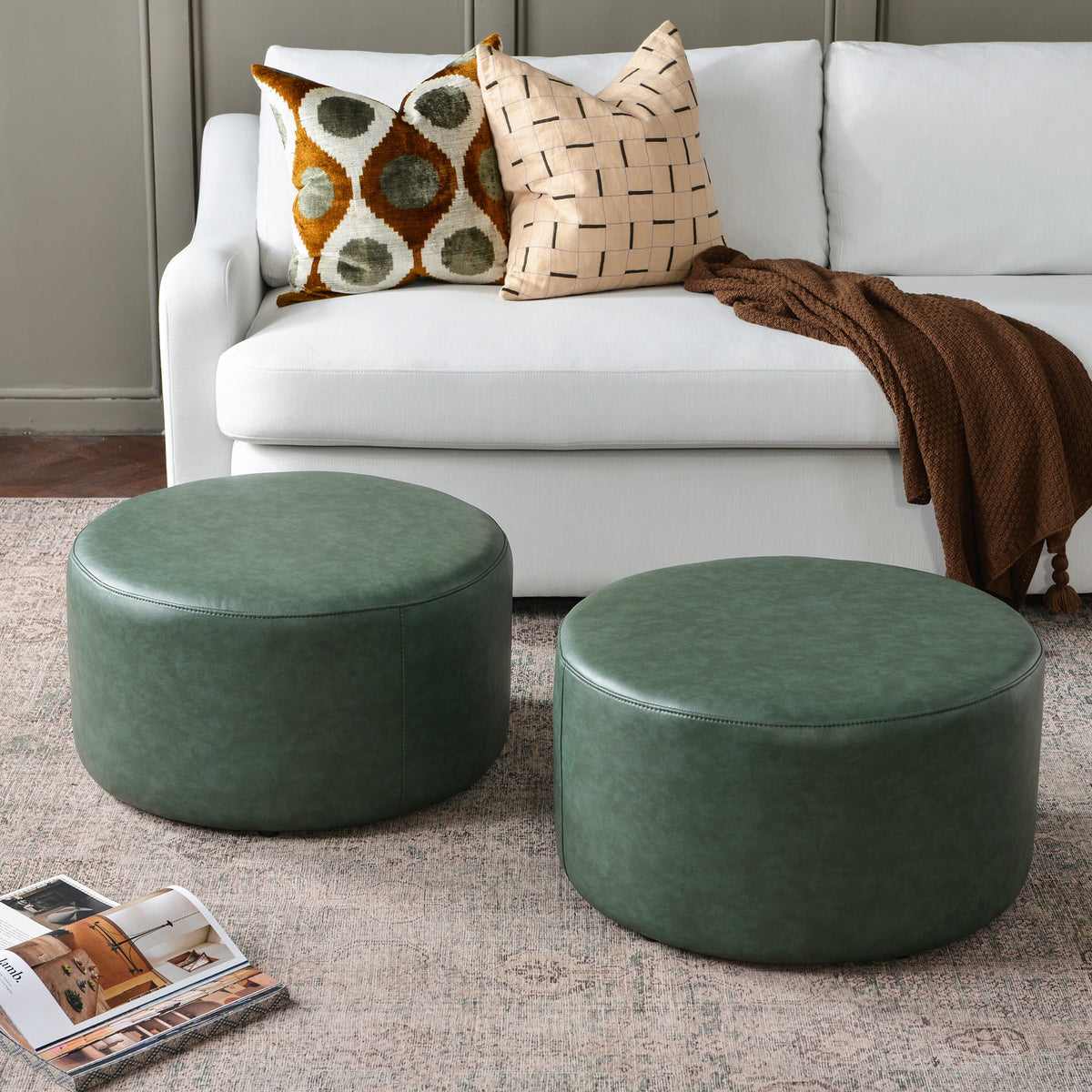 Elof Faux Leather Ottoman