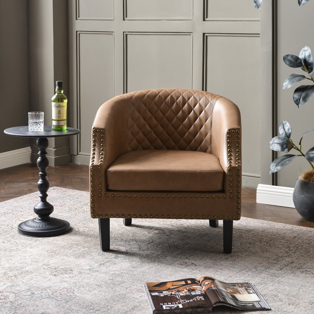 Louis Faux Leather Tufted Club Chair
