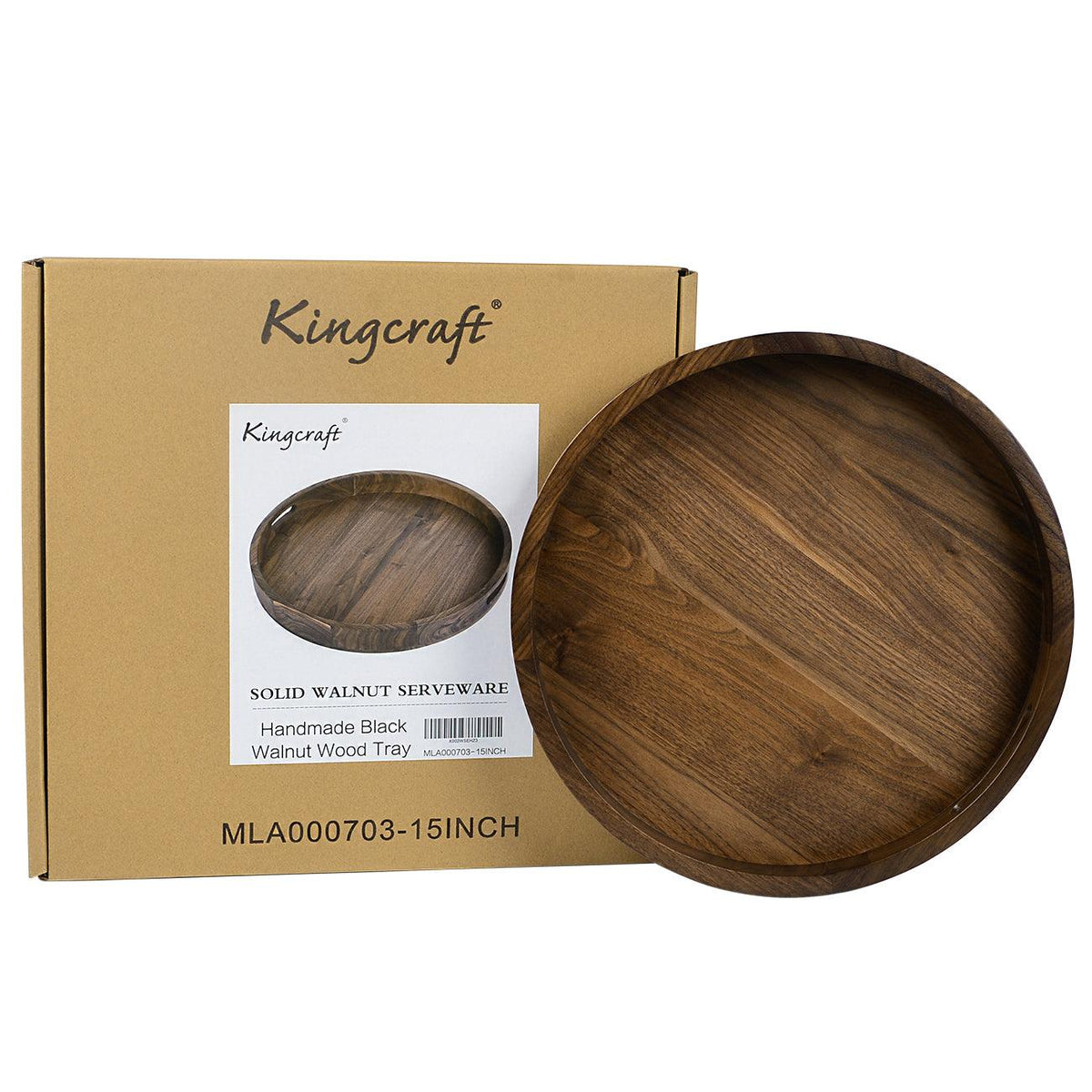 Teratect Round Black Walnut Serving Tray
