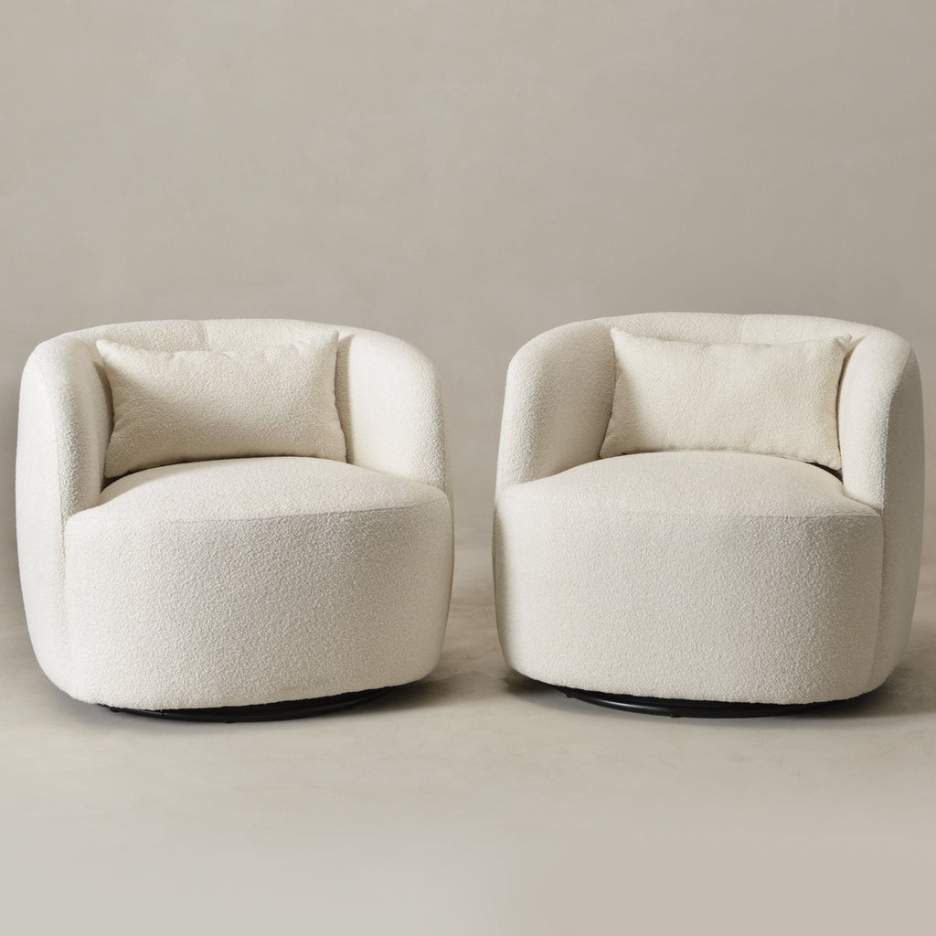Ashlie Bouclé Swivel Barrel Chair