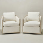 Claude Bouclé Swivel Barrel Chair