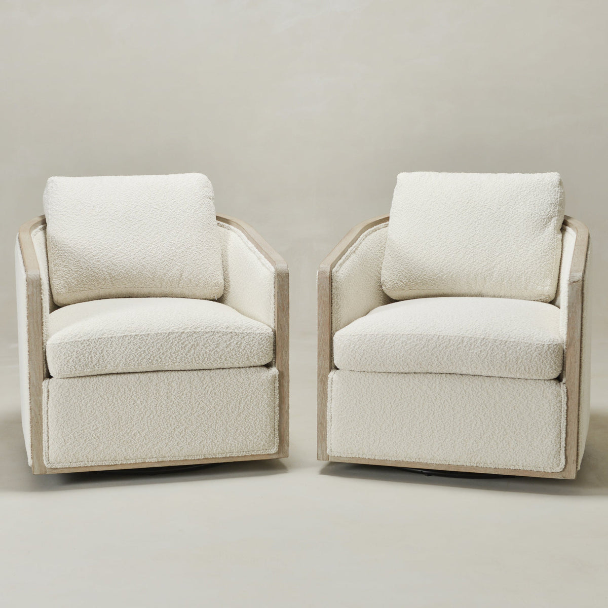 Claude Bouclé Swivel Barrel Chair