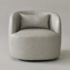 Ashlie Leather Swivel Barrel Chair