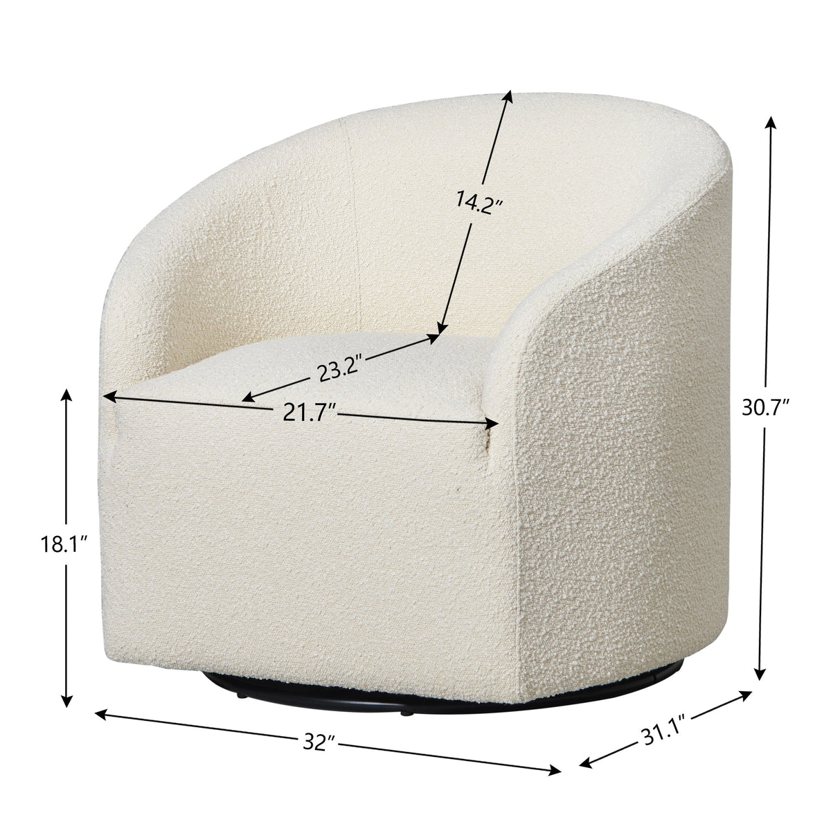 Susie Premium Bouclé Swivel Barrel Chair
