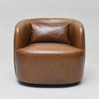 Ashlie Leather Swivel Barrel Chair