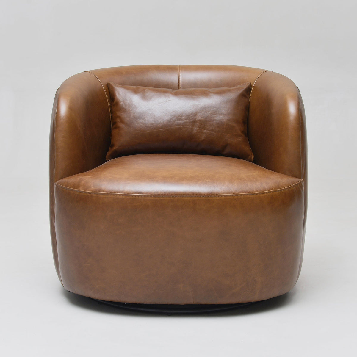 Ashlie Leather Swivel Barrel Chair