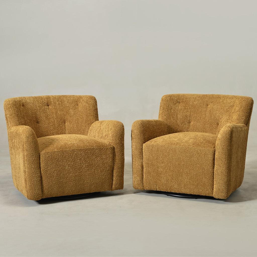 Vestie Chenille Swivel Barrel Chair