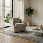 Minerva Linen Swivel Barrel Chair
