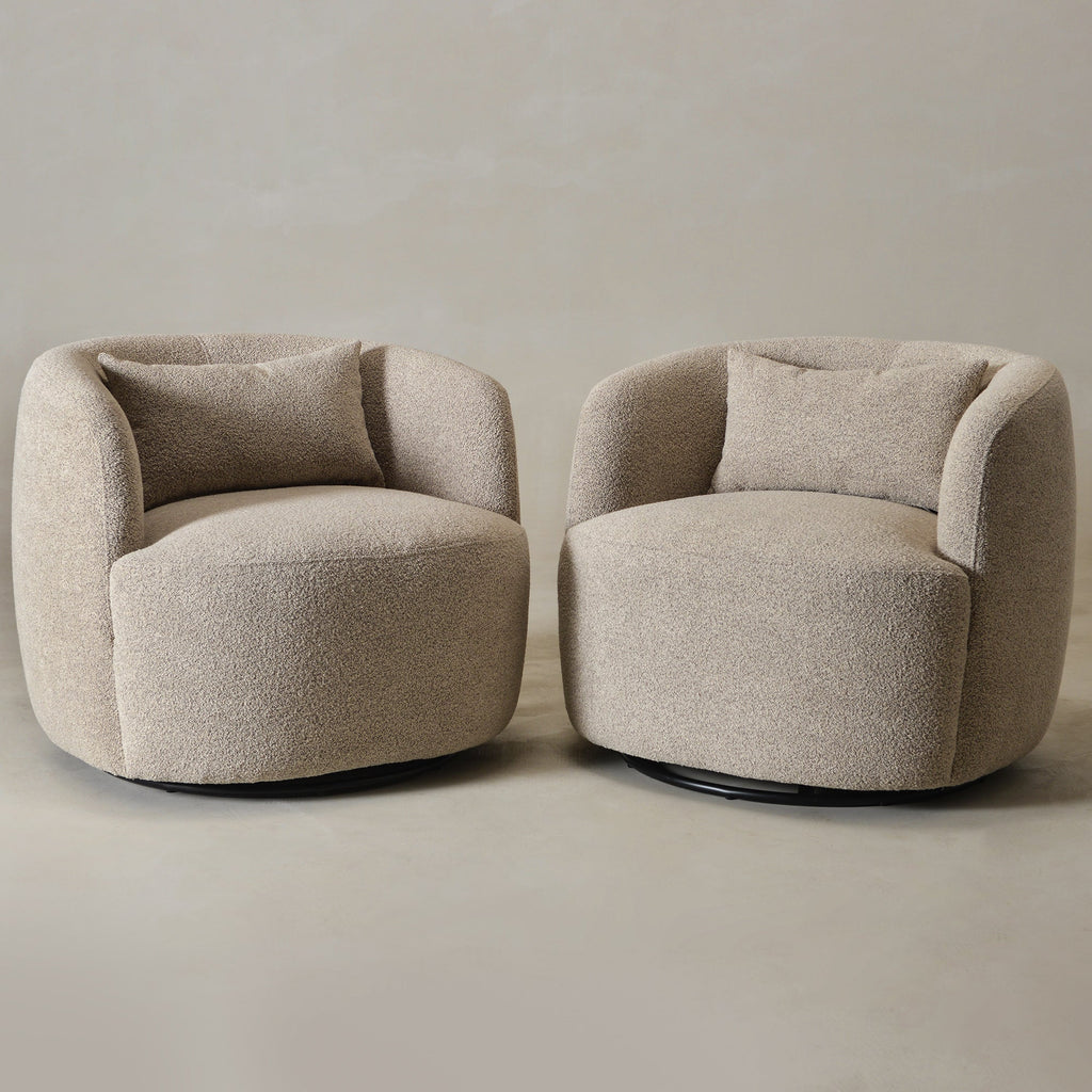 Ashlie Bouclé Swivel Barrel Chair