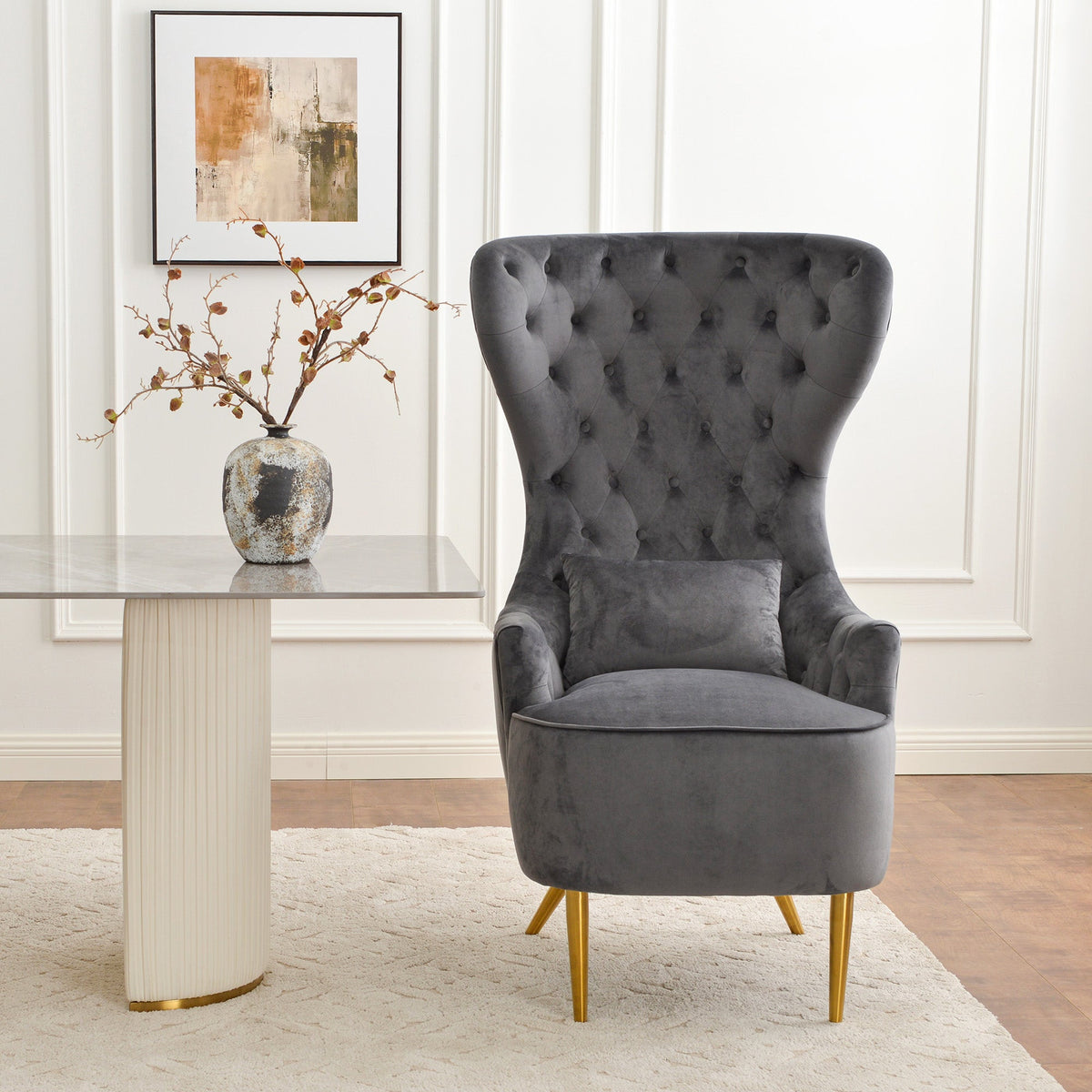 Letitia Velvet Wingback Accent Chair