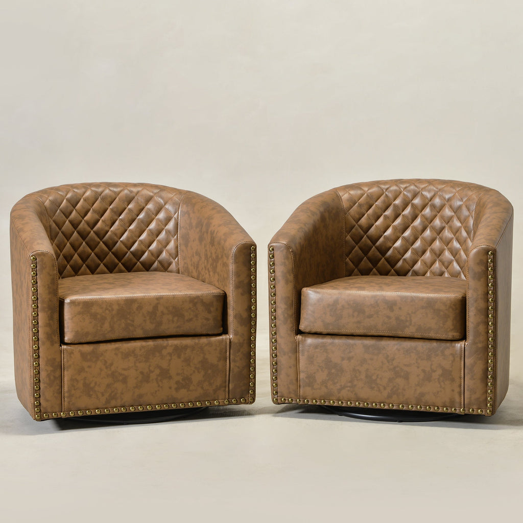 Logan Faux Leather Tufted Swivel Club Chair