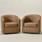 Logan Faux Leather Tufted Swivel Club Chair
