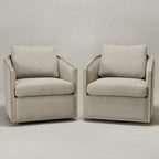 Claude Bouclé Swivel Barrel Chair