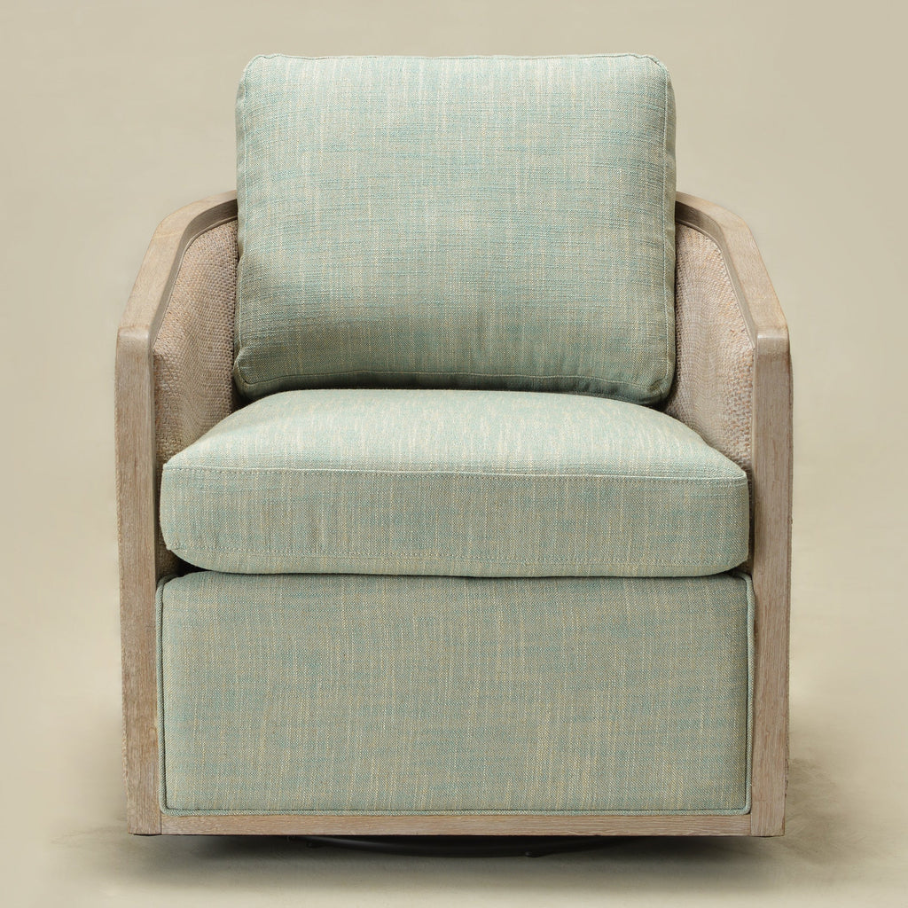 Claude Linen Swivel Cane Chair