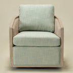 Claude Linen Swivel Cane Chair