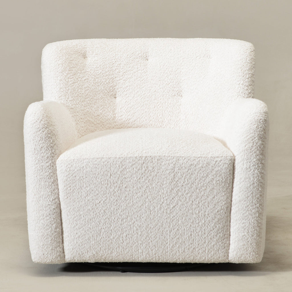 Vestie Chenille Swivel Barrel Chair